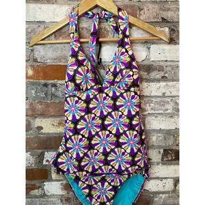 Be Creative Purple Geometric Flower Purple Tankini Bathing Suit Set Size M